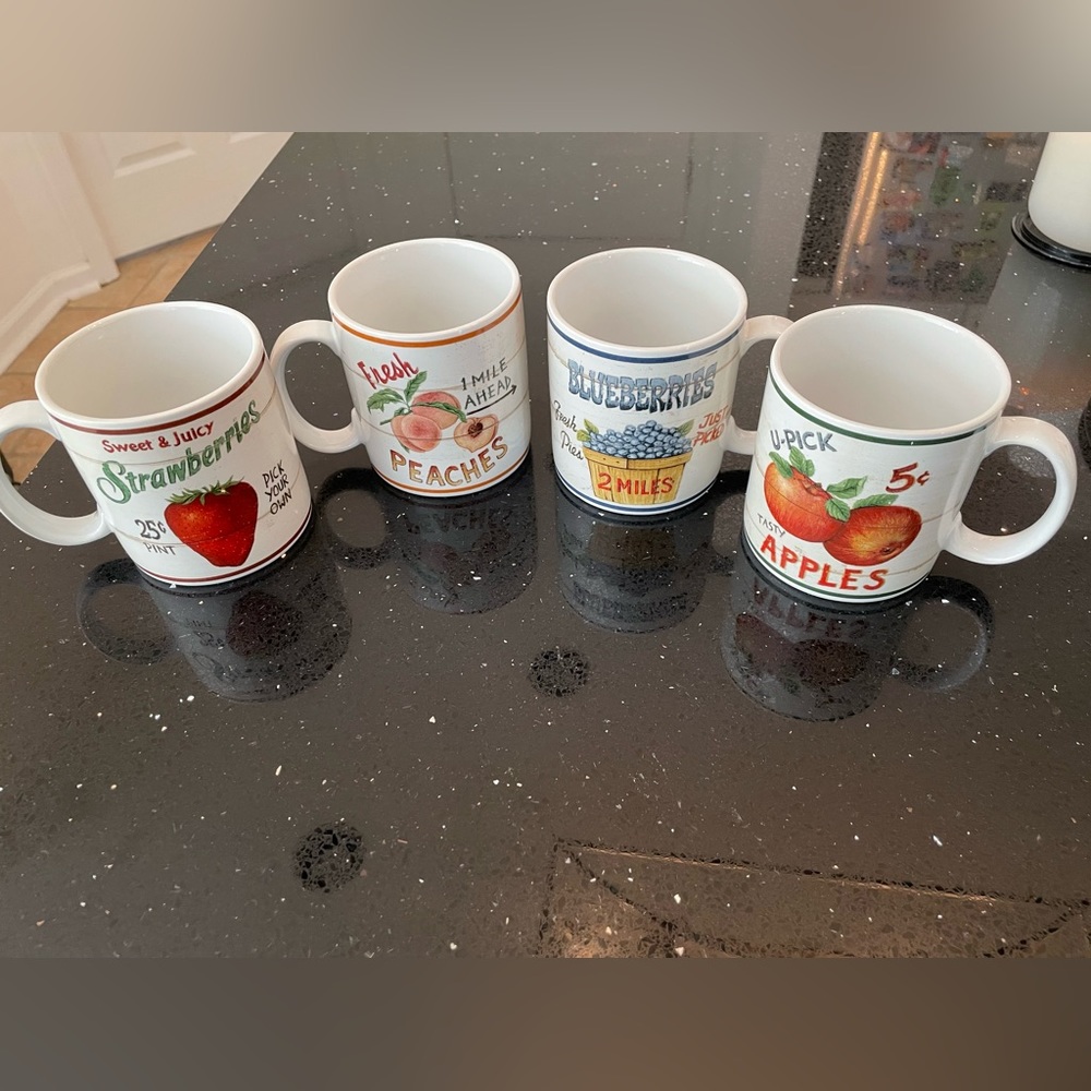 Sakura Farmstand Fruit Coffee Mugs (set of 4)